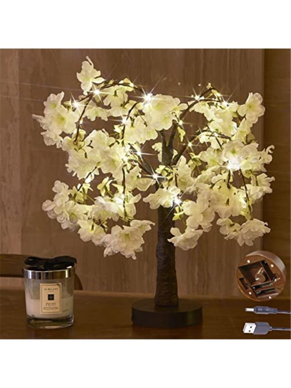 Cherry Blossom Tree Light LED Fairy Lights USB Battery Operated Table Decor